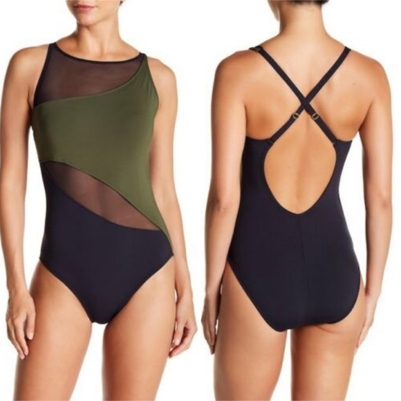 Bleu Rod Other - Bleu Rod Beattie Black One Shoulder Mesh Swimsuit